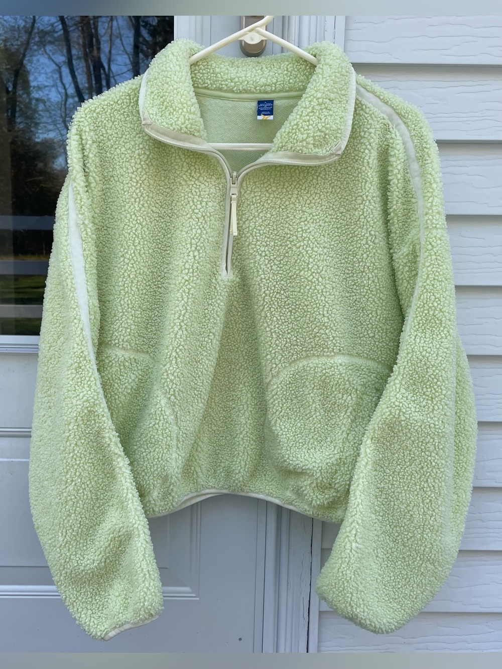 Women’s Sherpa Quarter-Zip Pullover by never not hustling - Lime - LARGE
